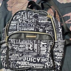 Juicy Couture Logo Print Backpack in Black and White